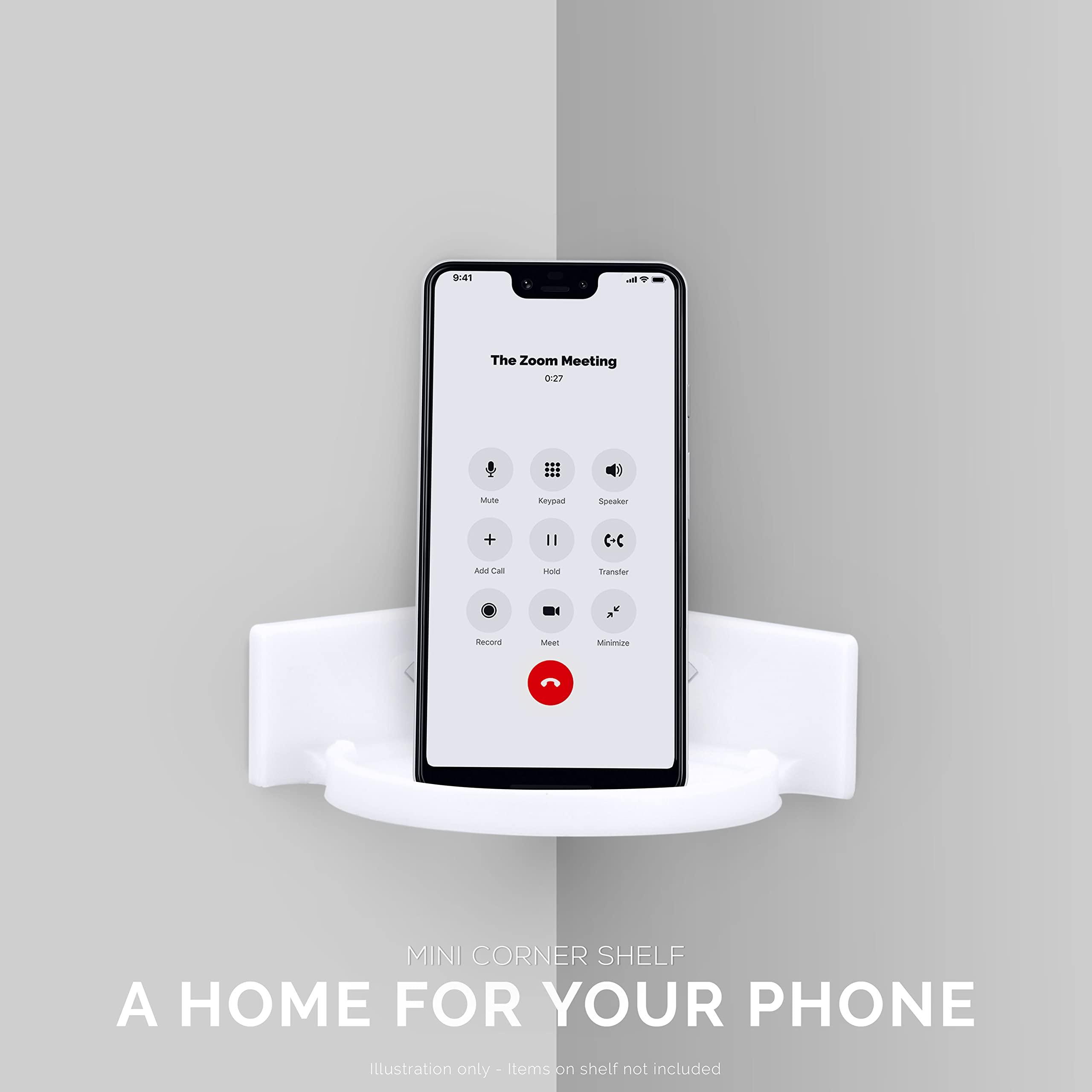 BRAINWAVZ Mini Circular Corner Shelf Mount for Security Cameras, Baby Monitors, Speakers, Plants & More, Universal Holder, Strong Adheasive, No Mess, Screwless by Brainwavz (White)