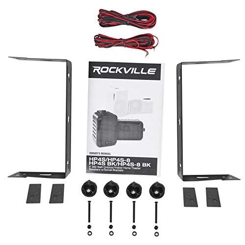 Rockville Rockville Pair HP4S BK 4" Outdoor/Indoor Swivel Home Theater Speakers in Black