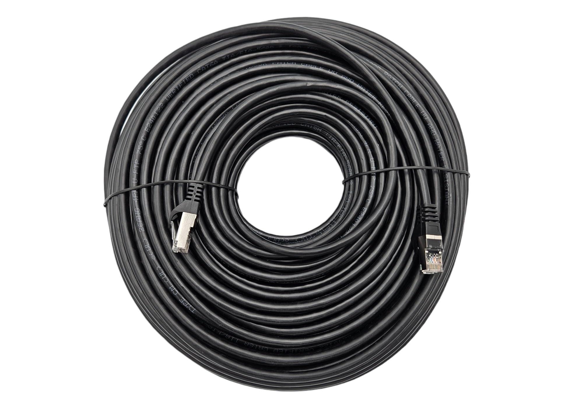 MICRO CONNECTORS Micro Connectors 150 Feet CAT6A Industrial Outdoor-Rated Shielded Ethernet (26 AWG) Cable-Black (E09-150B-OUT)