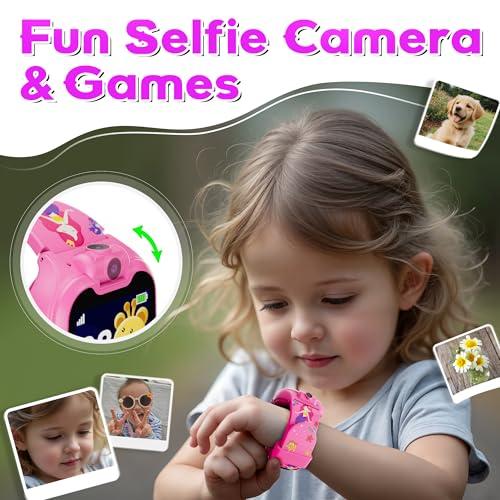 Contixo Contixo Kids Smartwatch - Educational Watch with Games, Camera, Music Player, Alarm, Customizable Wallpaper - for Boys & Girls Ages 4-12 (Pink)