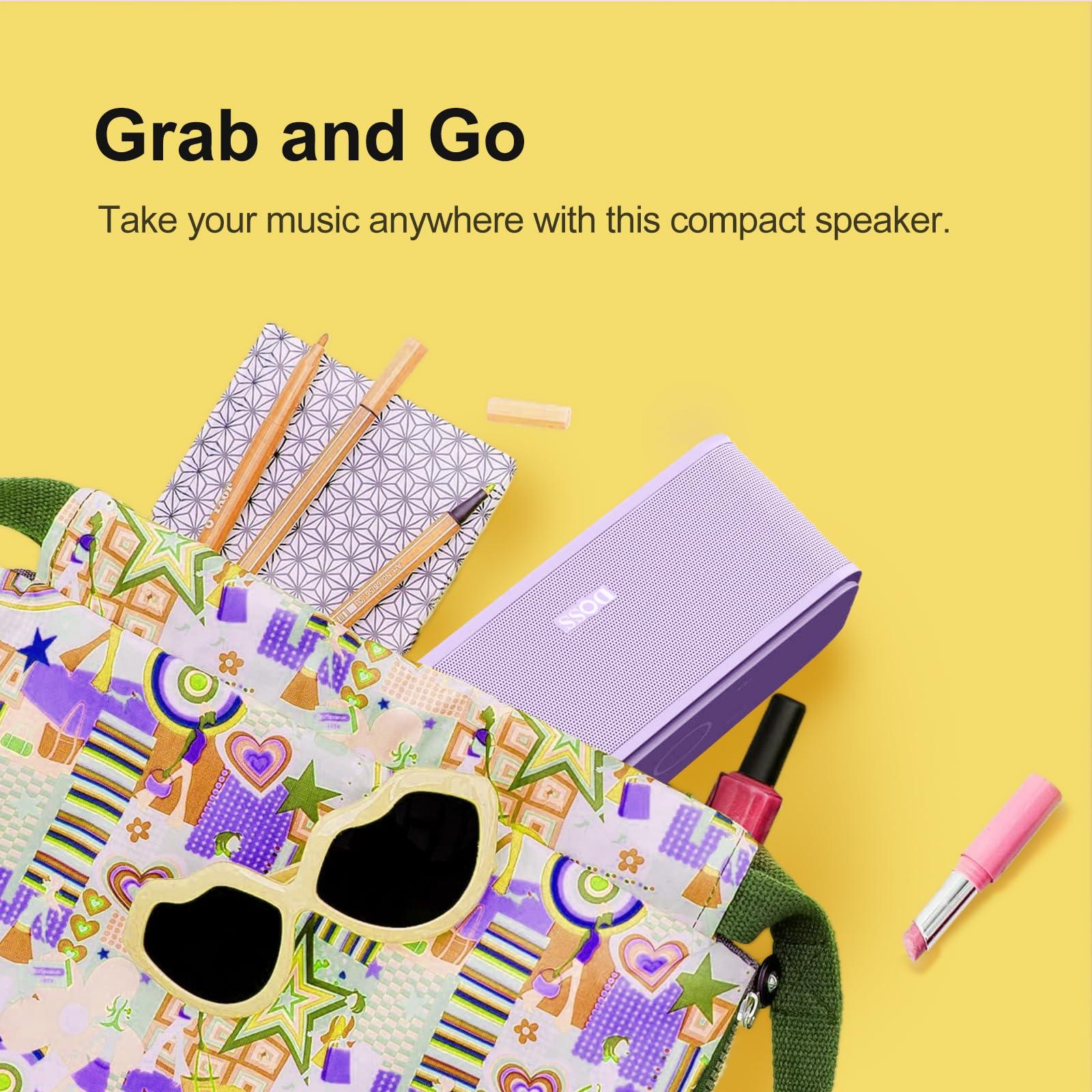 DOSS DOSS SoundBox Touch Wireless Bluetooth Speaker with 12W HD Sound and Bass, IPX5 Water-Resistant, 20H Playtime, Handsfree, Portable for Office, Home, Outdoor, Travel-Purple