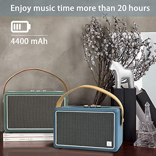 Konex audio Vintage Bluetooth Speakers, KONEX 40W Leather Portable Wireless Speaker, Bluetooth 4.2 Heavy Bass Music Player, 20H Long Playtime, Mid Century Modern Decor for Home, Office, Party, Gift for Friend