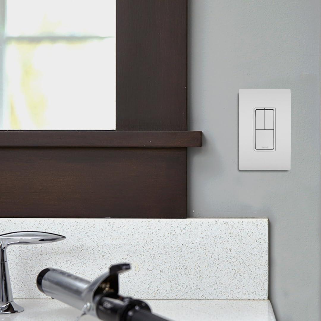 Pass & Seymour Legrand radiant RCD113WCC6 15 Amp Combination 3-in-1 Decorator Rocker Light Switch, Two Single Pole Switches and One 3-Way Switch, White (1 Count)