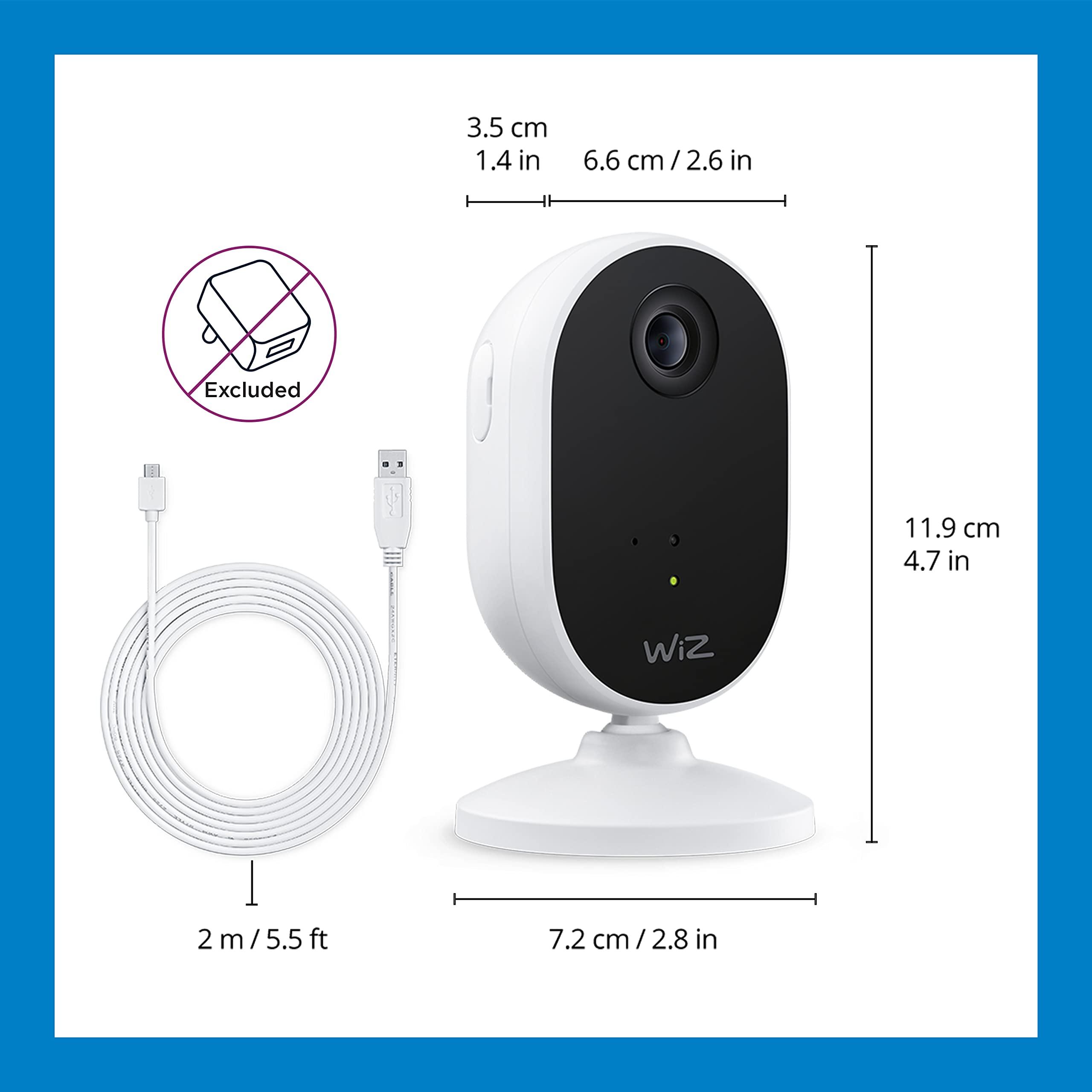 WiZ Connected Bundle of WiZ Indoor Security Camera, 1080p HD Video with Motion Detection and Full-Duplex Audio and WiZ Connected 2-Pack Color 60W A19 Smart WiFi Light Bulb, No Hub Required