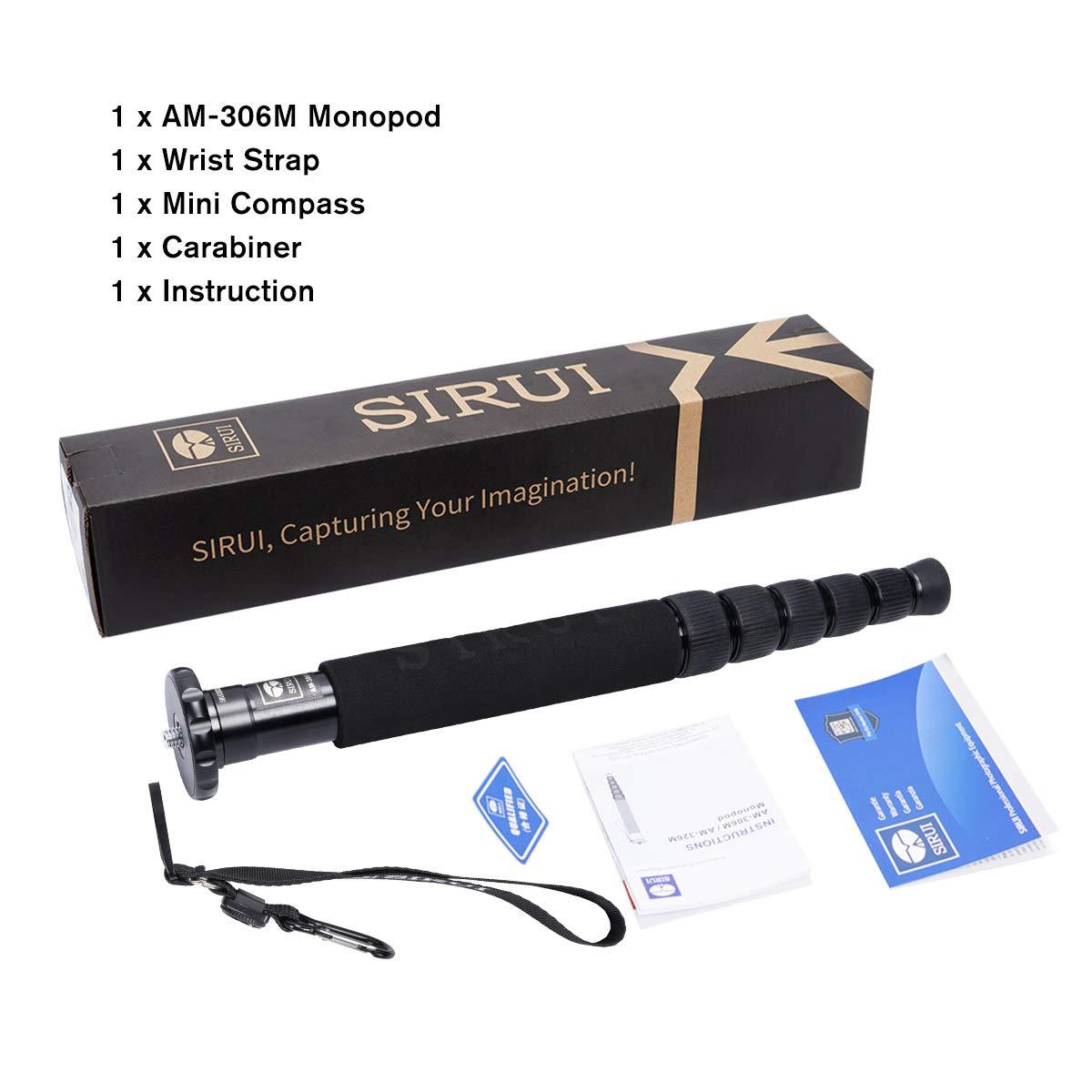 Sirui SIRUI AM-306M Camera Monopod, 6-Section 15.6-61.4 inches Aluminum Alloy Extendable Compact Lightweight Portable Travel Monopod for DSLR Cameras, Payload 17.6 lbs/8kg