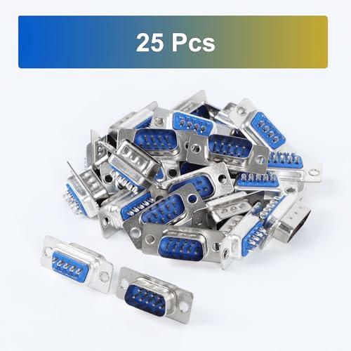 uxcell uxcell PC Accessories 25 Pcs DB9 Male Connector Dual Rows 9 Pin D-Sub Connector Solder Type Adapter Connectors