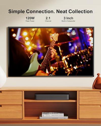 ULTIMEA ULTIMEA 2.1ch Mini Sound Bar for TV, Built-in Subwoofer, APP Control, Peak Power 120W, All-in-one PC Sound bar for Game, Bluetooth 5.3 TV Sound Bar Speakers, Opt/AUX/Wall Mount, Solo B30 Pro