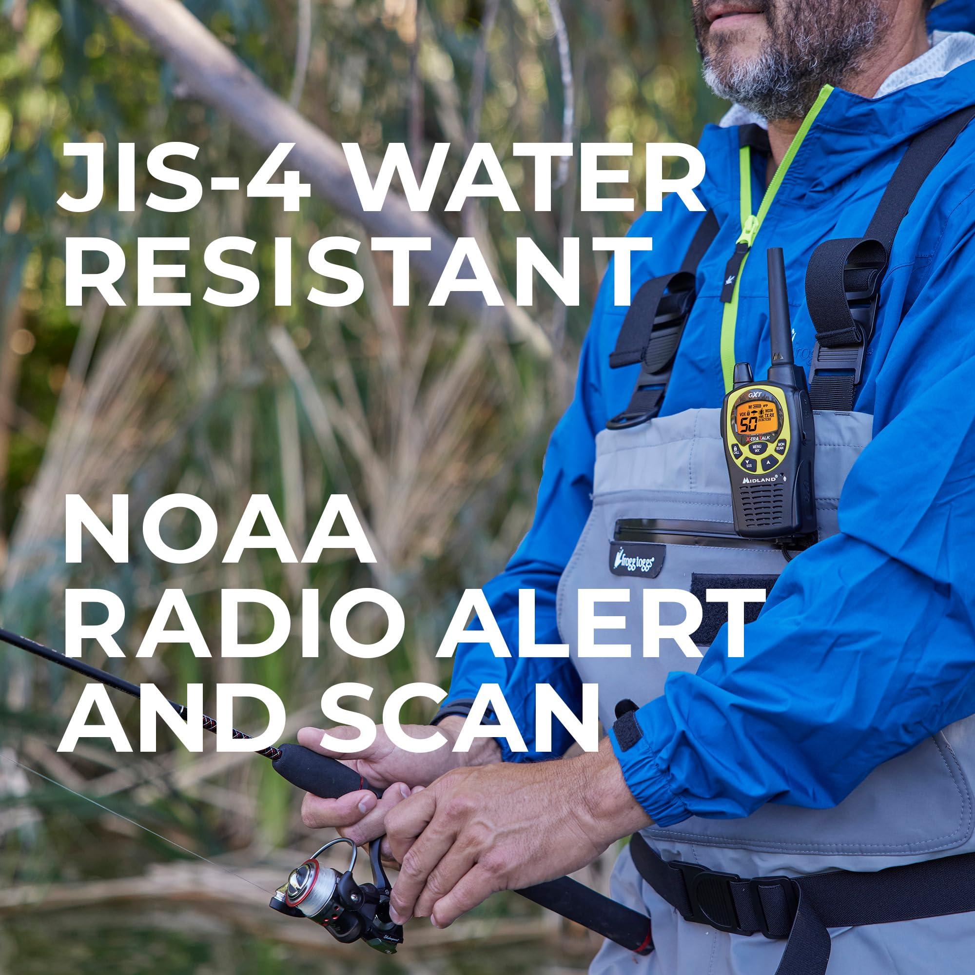 Midland Consumer Radio Midland GXT1030VP4 GMRS Two-Way Radio (50-Channel, Long Range, 142 Privacy Codes, SOS, NOAA, Rechargeable Nickel Battery, Black/Yellow, 2-Pack)