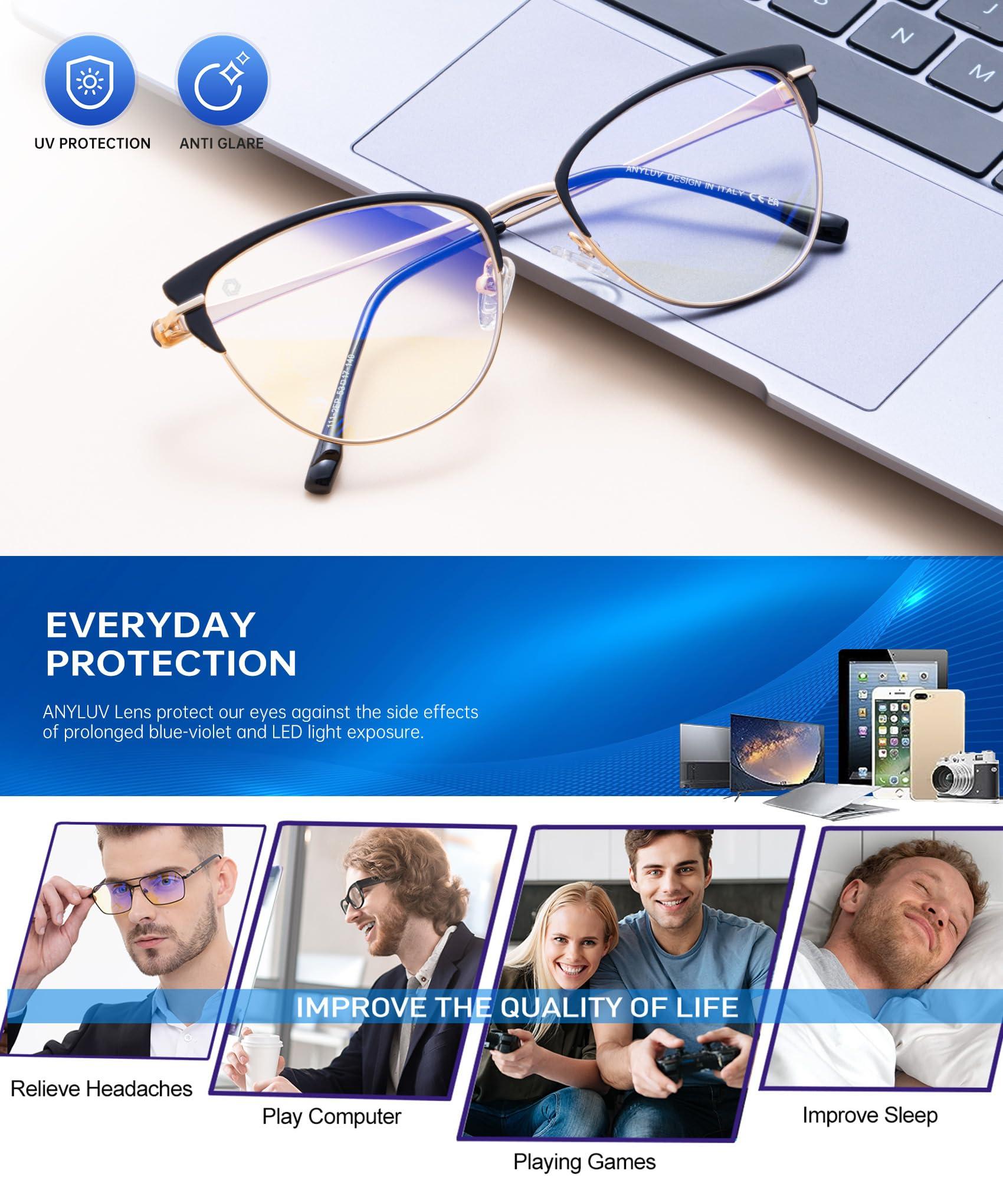 ANYLUV ANYLUV Blue-Light Blocking-Glasses Blue-Light-Glasses Women: Womens Bluelight Glasses Computer Screen Blocker Eyes Protection