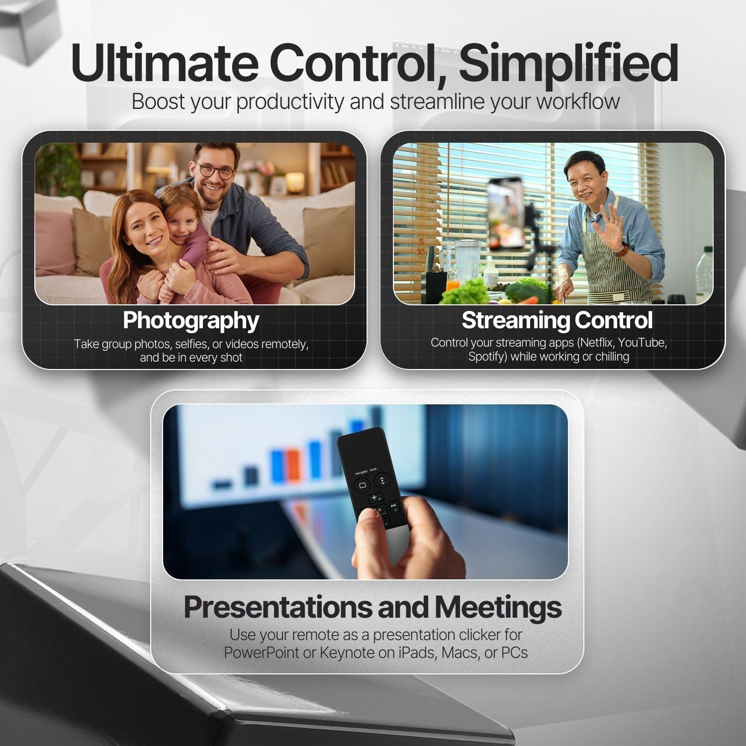 TNP Products TNP Bluetooth Remote Control for iPad iPhone - Trackpad Media Presenter for iOS Mac Android Tablet PC - Wireless Camera Shutter, Media Button, Presentation Clicker, iPad Air Pro, MacBook Pro Mini M1