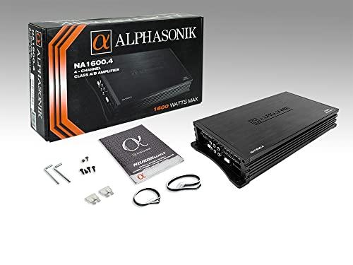Alphasonik Alphasonik NA1600.4 Neuron Series 1600 Watts Max 4-Channel Car Amp with 4-Way Protection Circuitry Multi-Channel Bridgeable Class A/B Amplifier Low & High Level Inputs