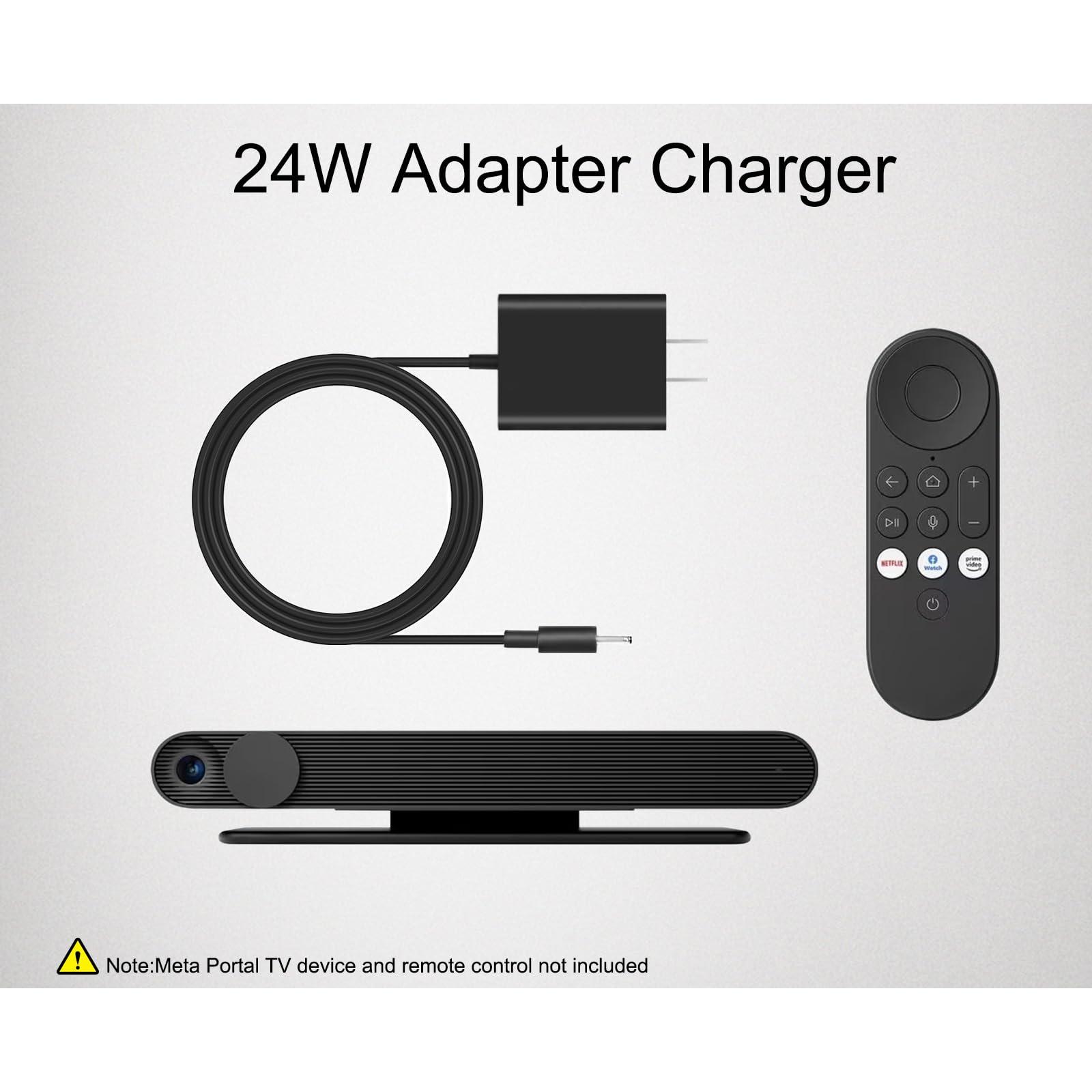 JUYOON JUYOON 24W Charger Compatible with Facebook meta Portal tv Power Cord 899-00081-02 899-00081-13 am24a-120f (only for Portal tv not fit Portal Display)