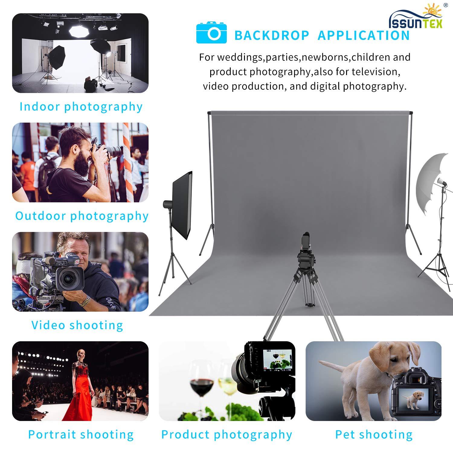 ISSUNTEX ISSUNTEX 10X12 ft Background Muslin Backdrop, Photo Studio, Collapsible High Density Screen for Video Photography and Television-Gray