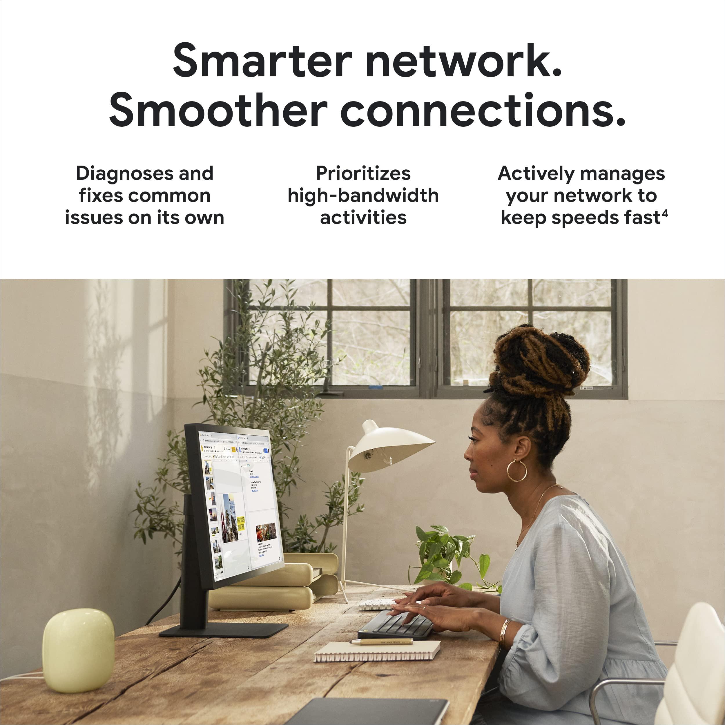 Google Google Nest WiFi Pro - Wi-Fi 6E - Reliable Home Wi-Fi System with Fast Speed and Whole Home Coverage - Mesh Router - Lemongrass
