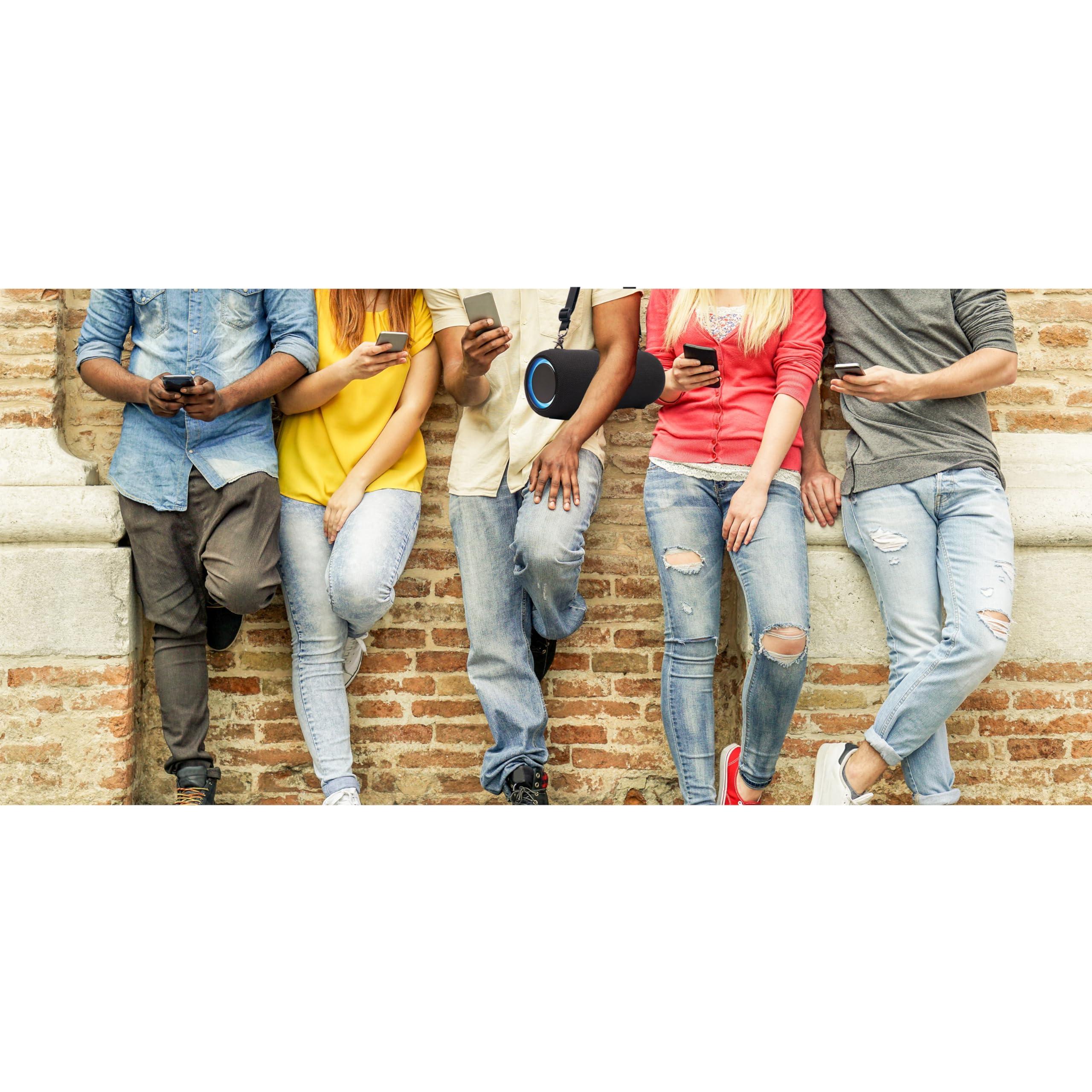 Supersonic Supersonic IQ Sound IQ-2323BT 2 x 3-Inch Portable Bluetooth Fabric Speaker with TWS, Voice Control, Clear Sound, RGB Lights, Water Resistance, FM Radio, and USB/AUX Inputs - Perfect for Any Event