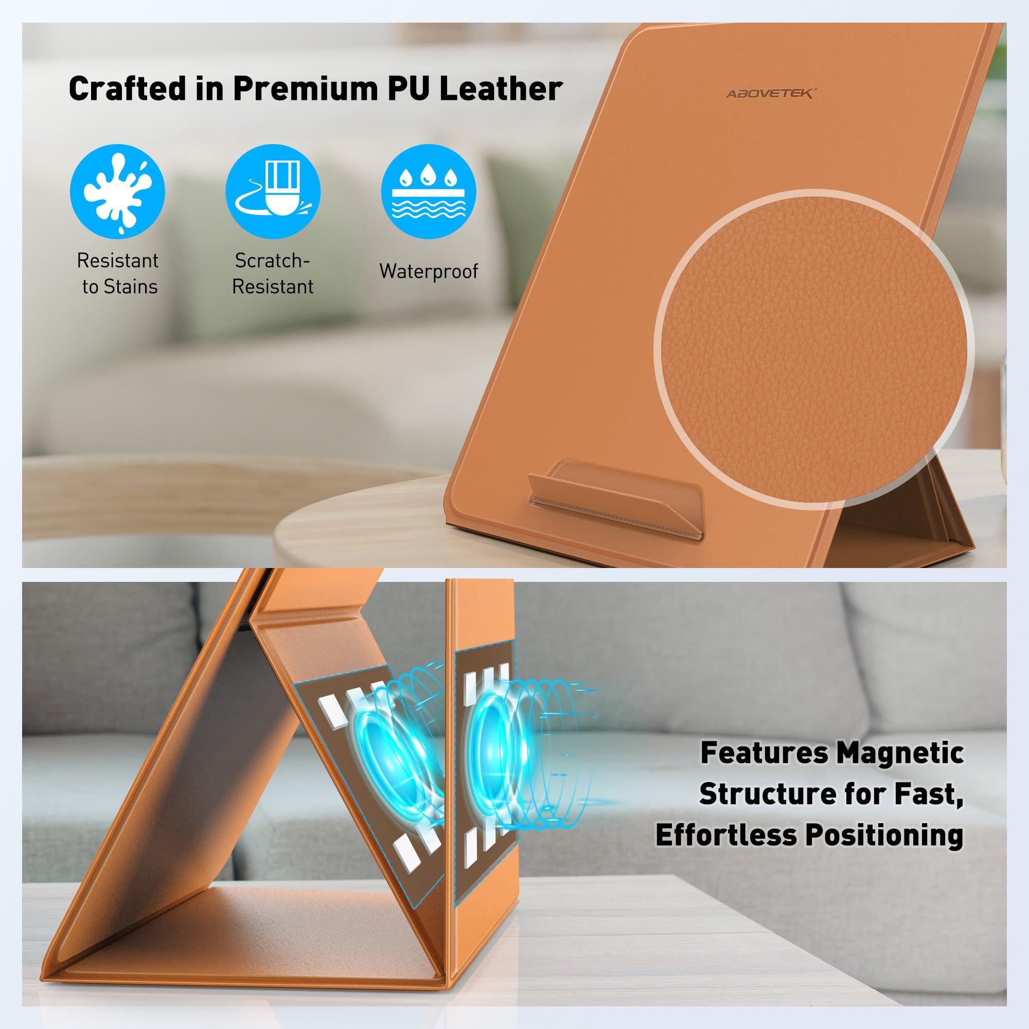 AboveTEK AboveTEK Portable Tablet Stand, 2-in-1 Foldable iPad Stand & Laptop Holder for Desk, Adjustable Travel Stand for 14"~17" MacBook Air/Pro/Tablets/Kindle, Ultra-Sleek PU Leather Computer Riser