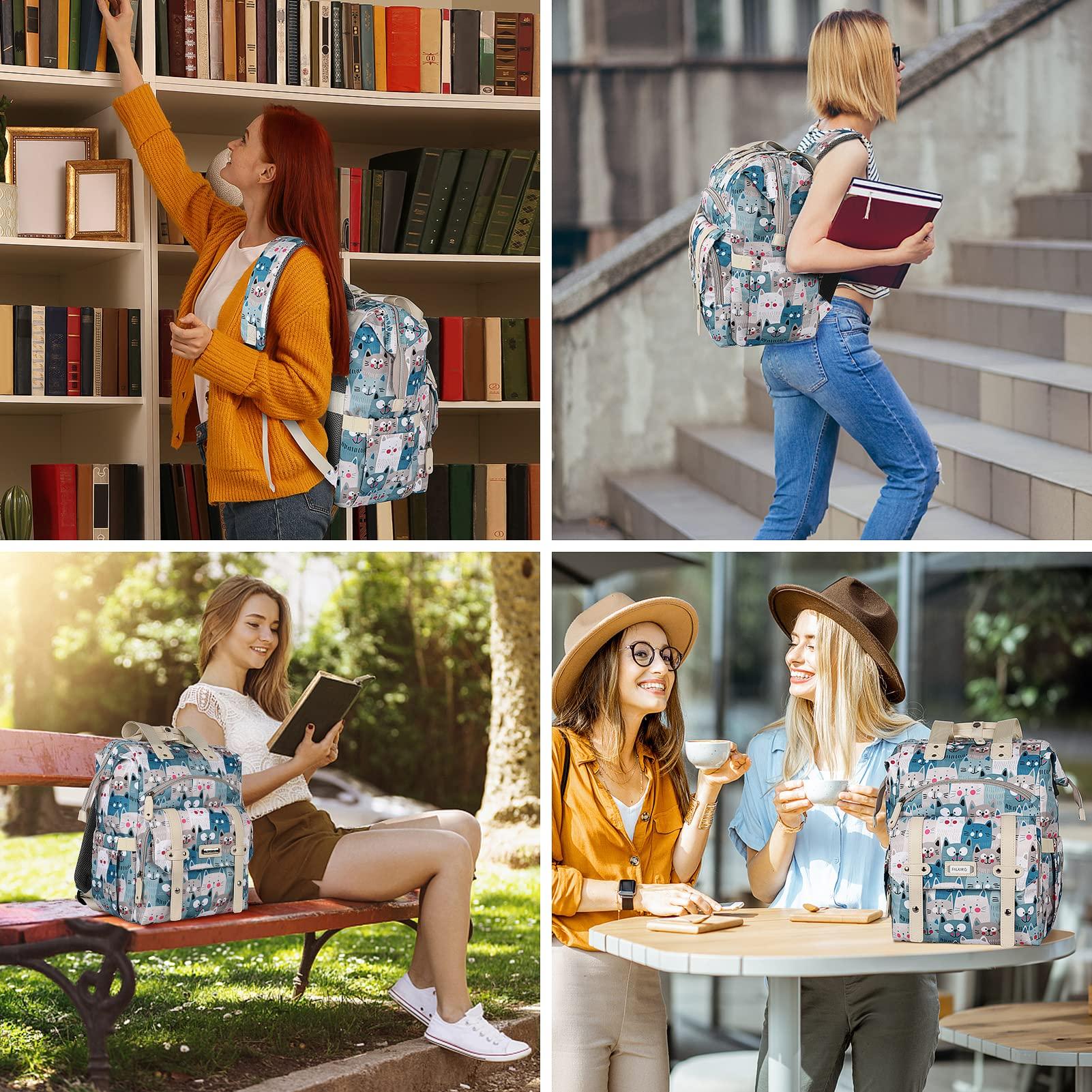 FALANKO FALANKO Laptop Backpack for Women,Teacher Doctor Nurse Work Purse Bag for 15.6 Inch Laptop,Cute Cartoon Pattern backpack With USB Charging Port RFID Anti Theft Pocket, Large Travel Bookbag for Women