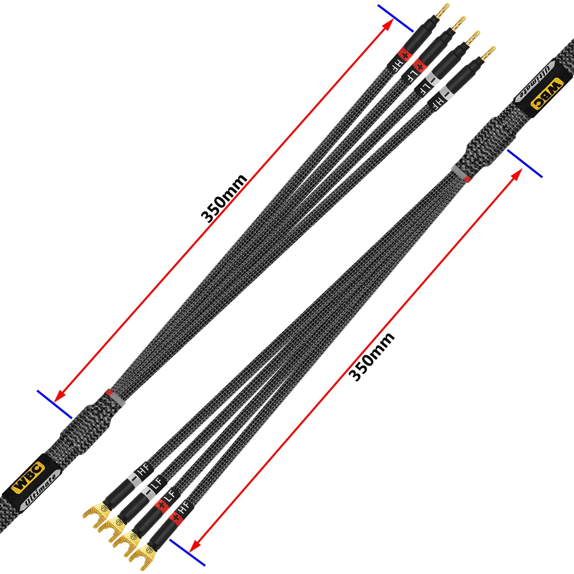 WORLDS BEST CABLES WORLDS BEST CABLES 6 Foot Ultimate - 9 AWG - Ultra-Pure OFC - Extra Premium Audiophile HiFi Bi-Amp Speaker Cable Pair with Eminence Gold Banana (x4) & Spade (x4) Plugs & Carbon Tweed Jacket