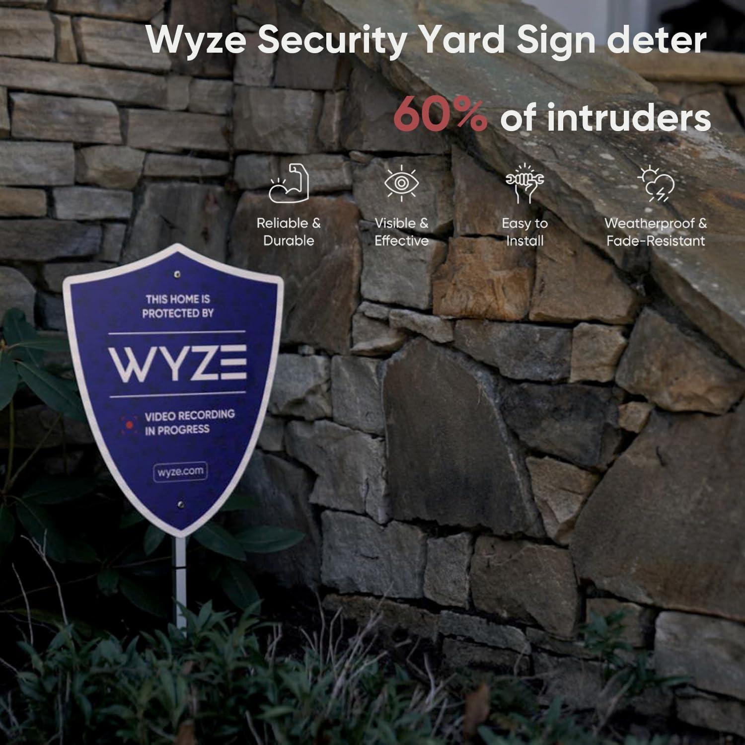 WYZE Cam Pan v2 1080p Pan/Tilt/Zoom Indoor with Color Night Vision and Reflective Security Yard Sign for Video Surveillance