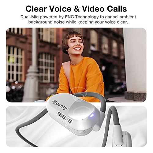 Purity Purity Air Open Ear Headphones - True Air Conduction Wireless Bluetooth Open Ear Earbuds with Dual Mic for iPhone/Android - Secured Long Wearing Comfort, Sports Sweat Resistant (White/Grey)