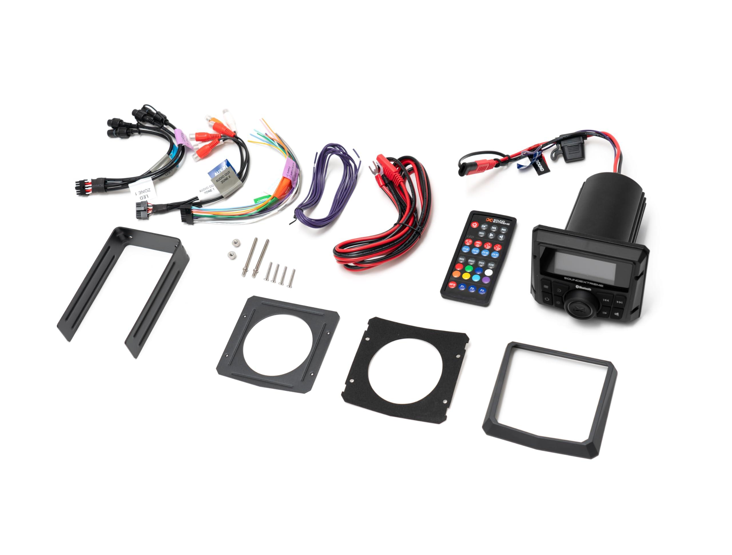 SoundExtreme SoundExtreme by ECOXGEAR Marine AM/FM Stereo Receiver 200-Watt Waterproof Bluetooth Powersports with Built-in 4 Zone LED Controller (Gauge Style)