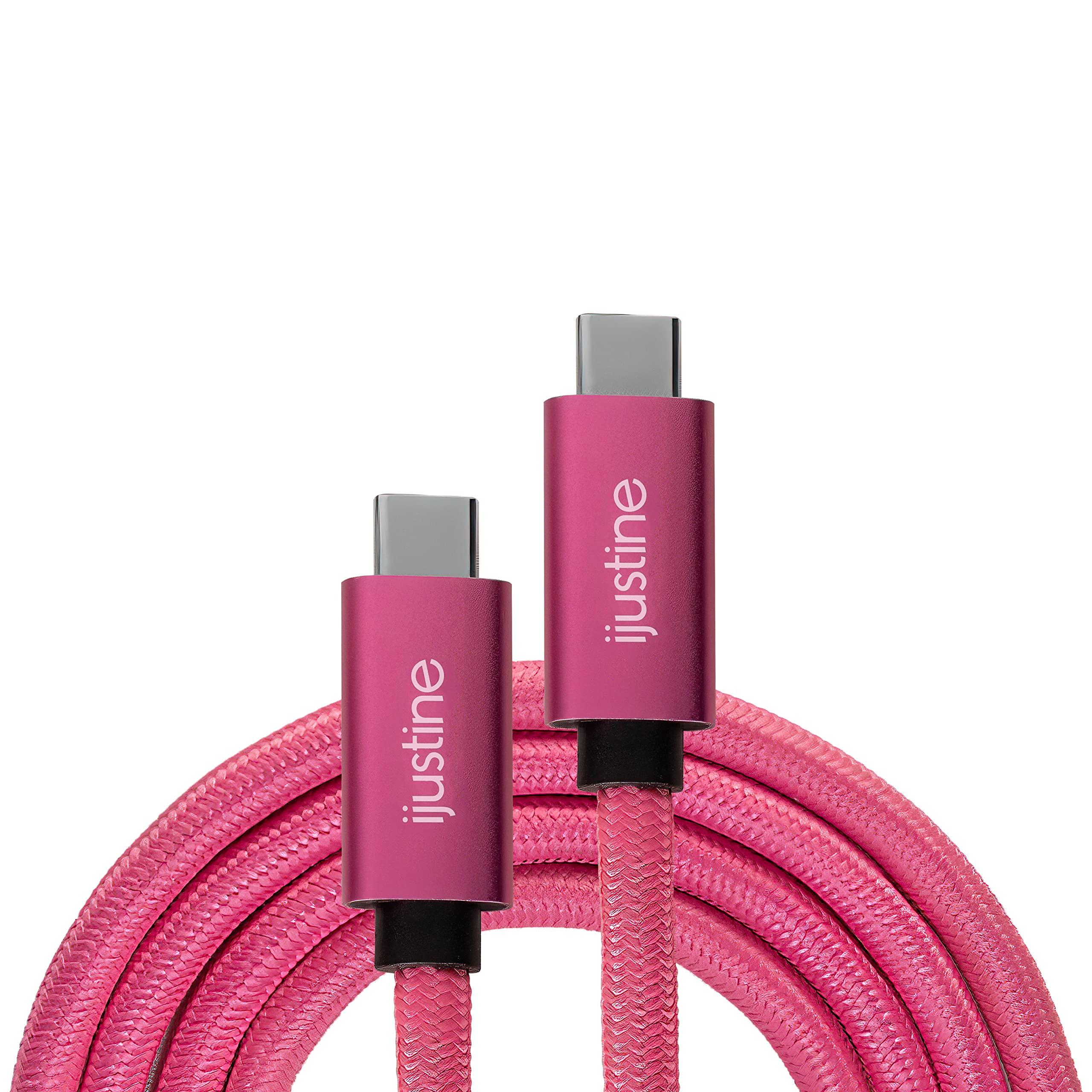 KONDOR BLUE KONDOR BLUE x iJustine | Thunderbolt 4 Compatible USB 4.0 Type C 8K Cable Blazing 40G Speeds 240W | Data Transfer, Power Cable, Nylon Braided, & Ultra-Durable with Reinforced Metal Connectors | Pink