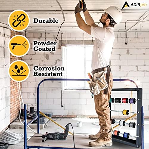 AdirPro AdirPro Wire Spool Rack - Superior Strength Wire/Cable Dispenser - Conduit Display & Storage for Electrical Industrial & Retail Use (4 Rods, Grey)