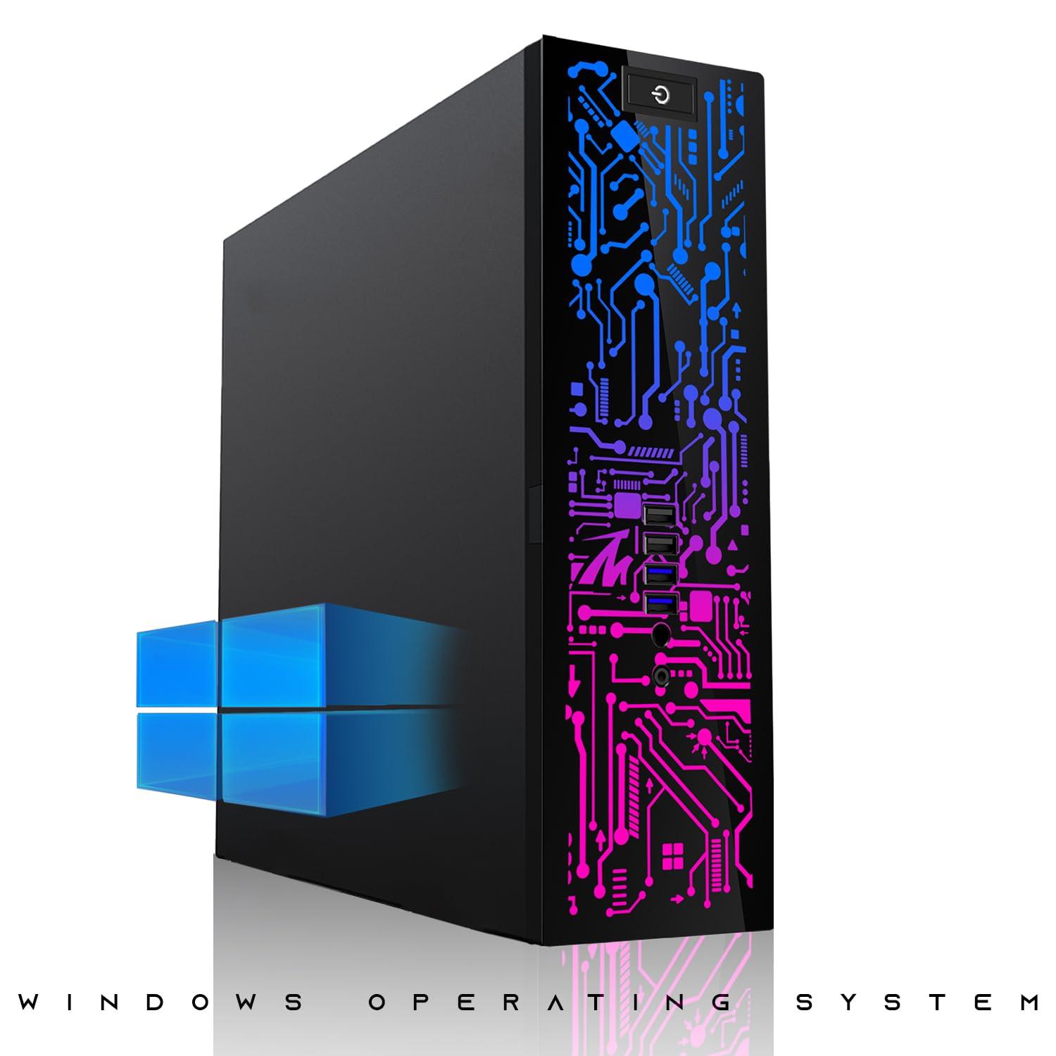 TechMagnet HP G2 Desktop Computer PC, Intel Core i3, 16GB RAM, 512GB SSD, 24 Inch Curved Monitor, RGB Speaker, Gaming Keyboard with AI-Enabled Copilot Key Mouse, 2X ARGB Fan WiFi, Win 10 Pro (Renewed)