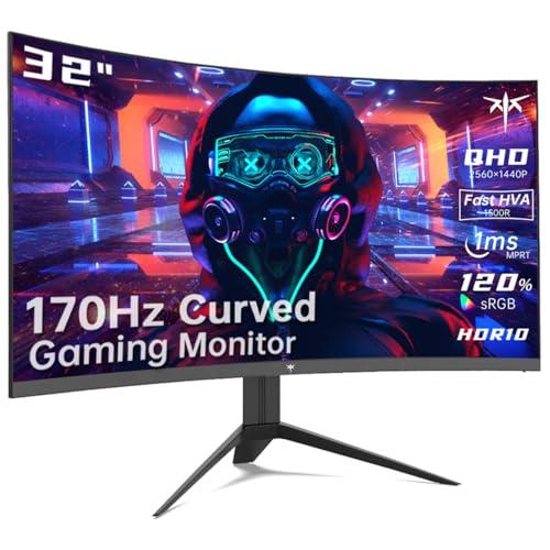 KTC KTC 32 inch Curved Gaming Monitor, 2K 170Hz Monitor, 1440P 144Hz Monitor, 1500R Frameless, 1ms, HDR, FreeSync Premium, DisplayPort/HDMI/USB, VESA Wall Mount, PC Monitor, H32S17