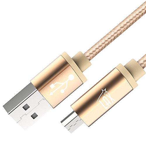 LAX Gadgets LAX Gadgets Durable Nylon Braided Tangle Free 2.0 Micro USB Android Charging and Data Sync Cable for Samsung, HTC, Motorola, Nokia, Kindle, MP3, Tablet and More[10 Feet-Gold]