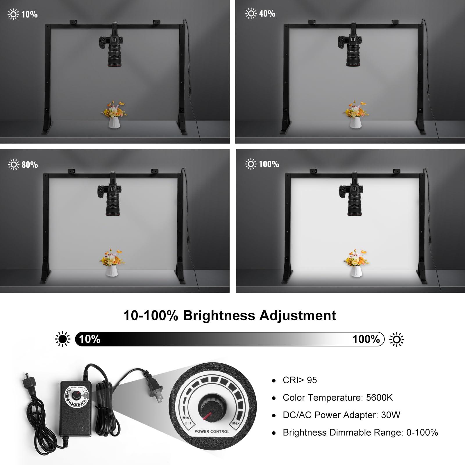 Gltire Gltire Overhead Camera Mount Rig Top-Down Shots with 5600K Led Photography Lighting, Table Top Desk Mount Stand for Camera DSLR Photo Video DIY Art Studio Painting Vlogging with Phone Grip/Clamps