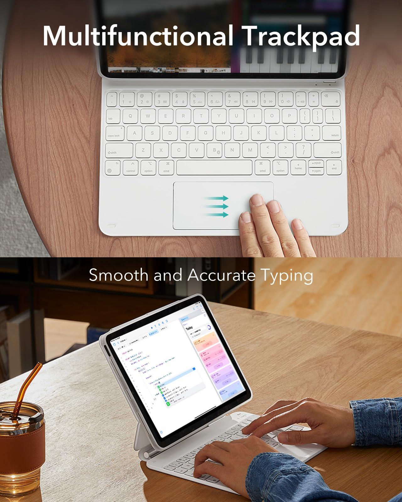 ESR ESR Rebound Magnetic Keyboard Case 360, Compatible with iPad Pro 11 (5th Gen), US Layout, White