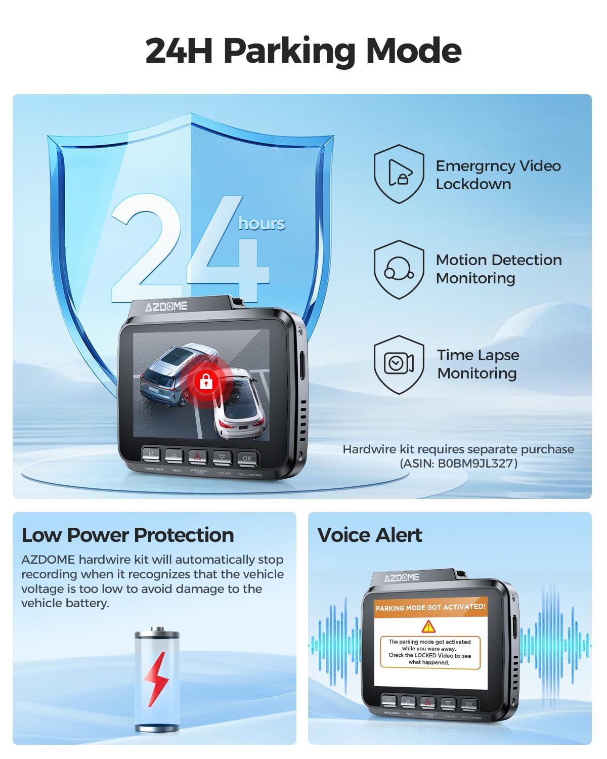 AZDOME AZDOME WiFi 4K Dash Cam Front and Rear with Mirror Mount Holder Kit