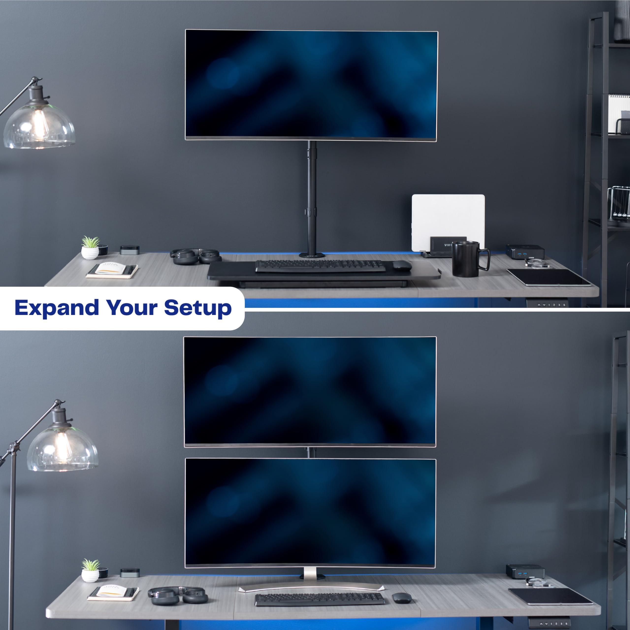 VIVO VIVO Single Monitor Desk Mount, Extra Tall Fully Adjustable Stand for 1 LCD Screen up to 32 inches, Ultra Wide Screens up to 38 inches, 22 lbs Capacity, STAND-V001T