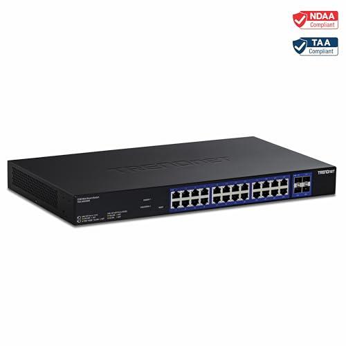 TRENDnet TRENDnet 28-Port Multi-Gig Web Smart Switch, TEG-3284WS, 24 x 2.5G Ports, 4 x 10G SFP+ Ports, Remote Cloud Management, NDAA TAA Compliant, 200Gbs, Lifetime Protection