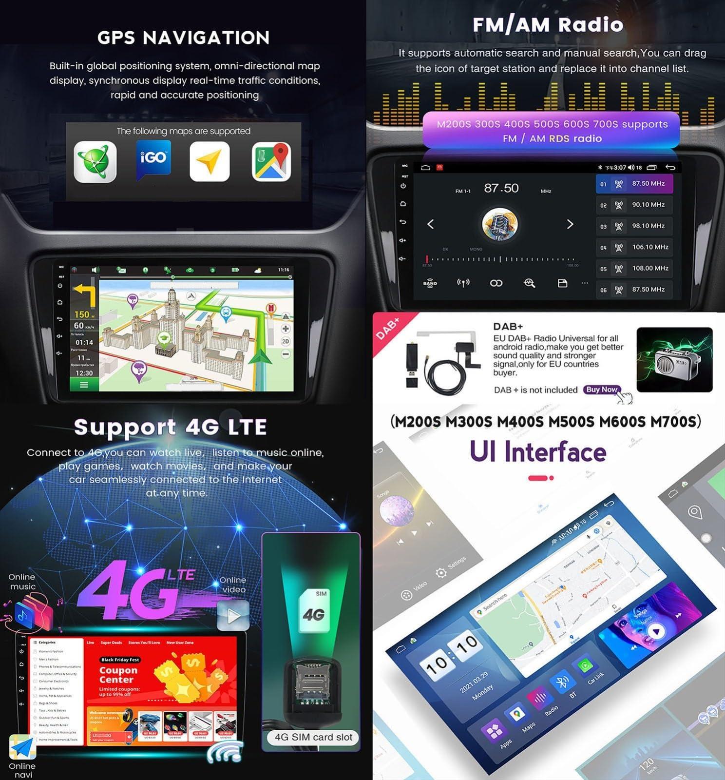 PLOKM PLOKM 2 Din Android 12 Car Stereo 9'' Car Radio Headunit for V-Auxhall O-Pel Mokka 1 2012-2016 GPS Navigation Player FM BT with 4G 5G WiFi SWC DSP RDS Carplay M150S