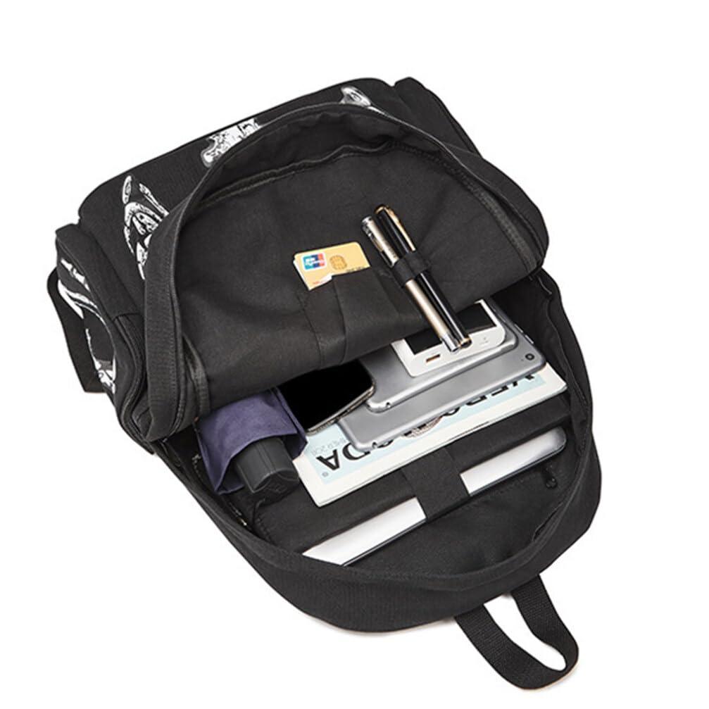 VALICLUD VALICLUD Punk Style Shoulder Bag Gothic Backpack Ribcage Skeleton Canvas Skull Laptop Bag Halloween Goth Accessories for Men Women Canvas Casual Daypack