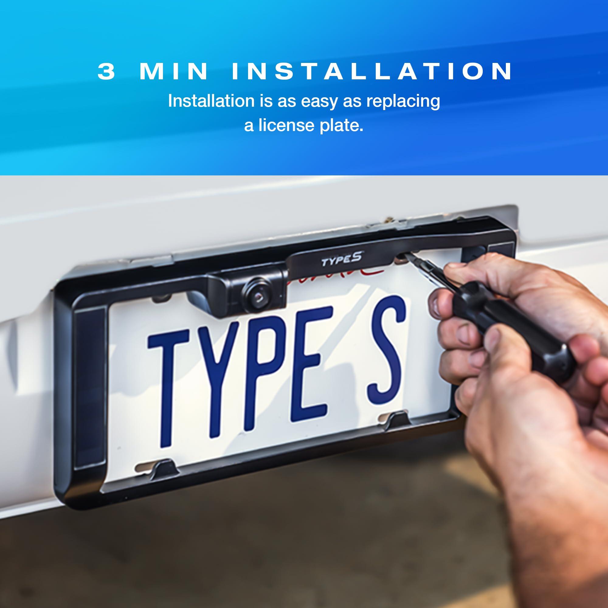 TYPE S TOURING ITEMS Type S Solar-Powered Wireless Backup Camera with Adjustable Lens 6.8" Touch Screen LCD Rear View Wireless Camera Back up Camera License Plate Camera with Night Vision (Upgraded Version)