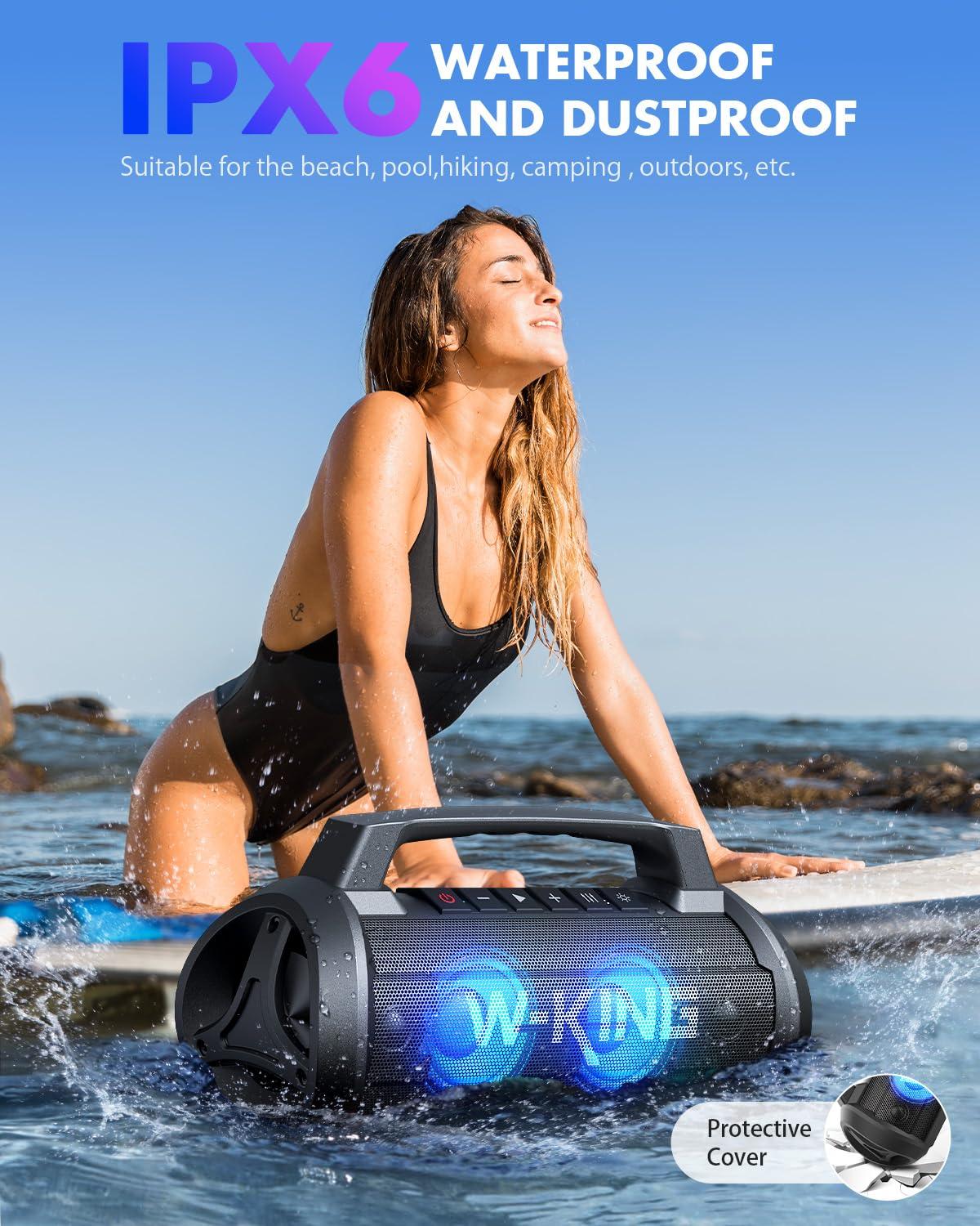 W-KING W-KING Portable Speakers Bluetooth Wireless, 120W Peak 70W Loud Bluetooth Speaker Waterproof Outdoor, Deep Bass/2* Subwoofer/DSP/EQ/42H Playtime/IPX6/RGB Lights/MAC-in/Power Bank, Large Party Boombox