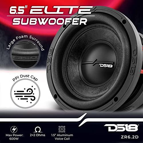 DS18 DS18 Elite-Z ZR6.2D 6.5" Car Subwoofer 600 Watts Max Power Dual Voice Coil 2-Ohm Easy Mounting - High Performance Bass for Your Vehicle Sound System (1 Speaker)