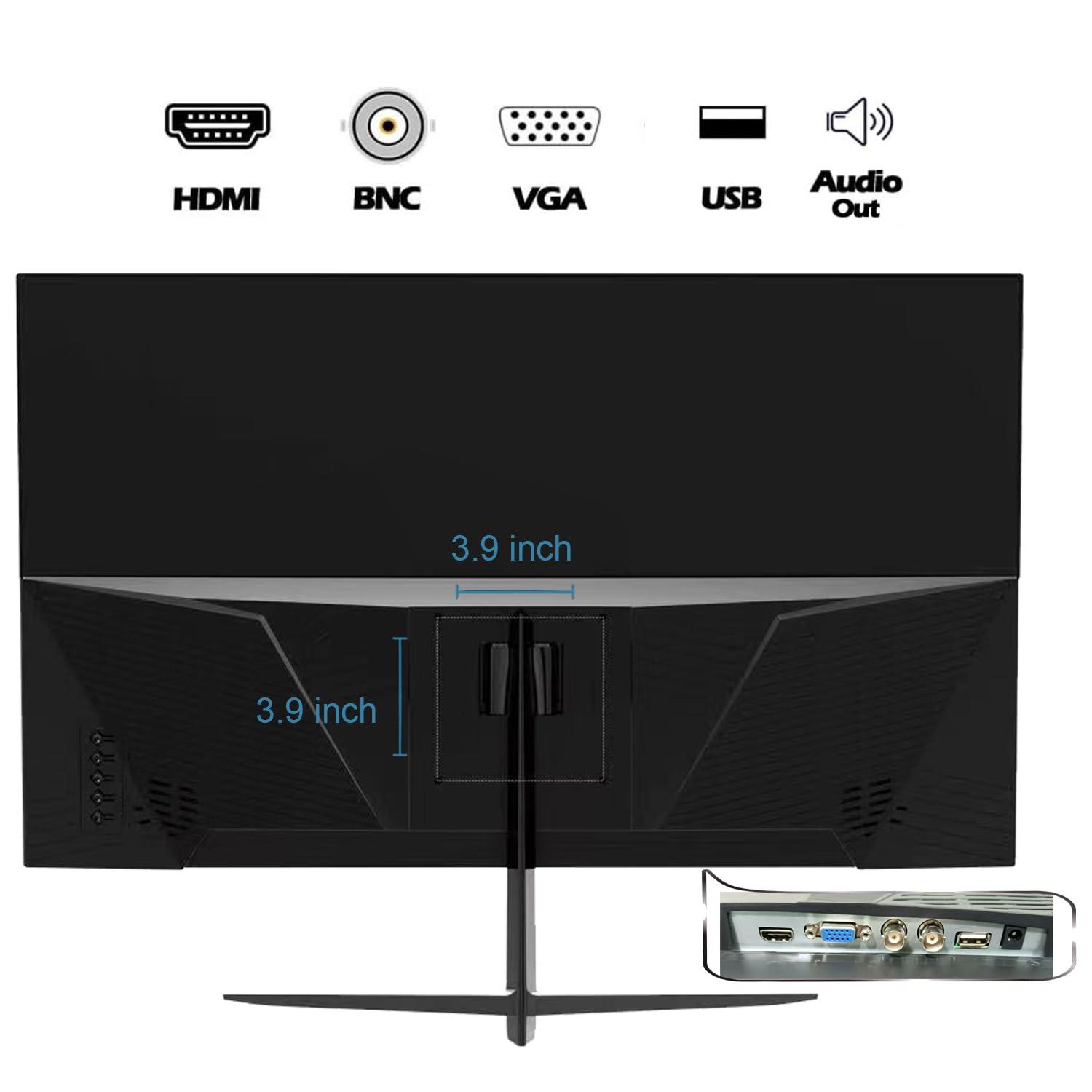 Real HD 32 Inch FHD 1080P CCTV Security Monitor, Thin LED Screen Computer Monitor, 60Hz Refresh Rate with HDMI VGA BNC and Audio, Compatible with 4K, for Surveillance NVR/DVR System