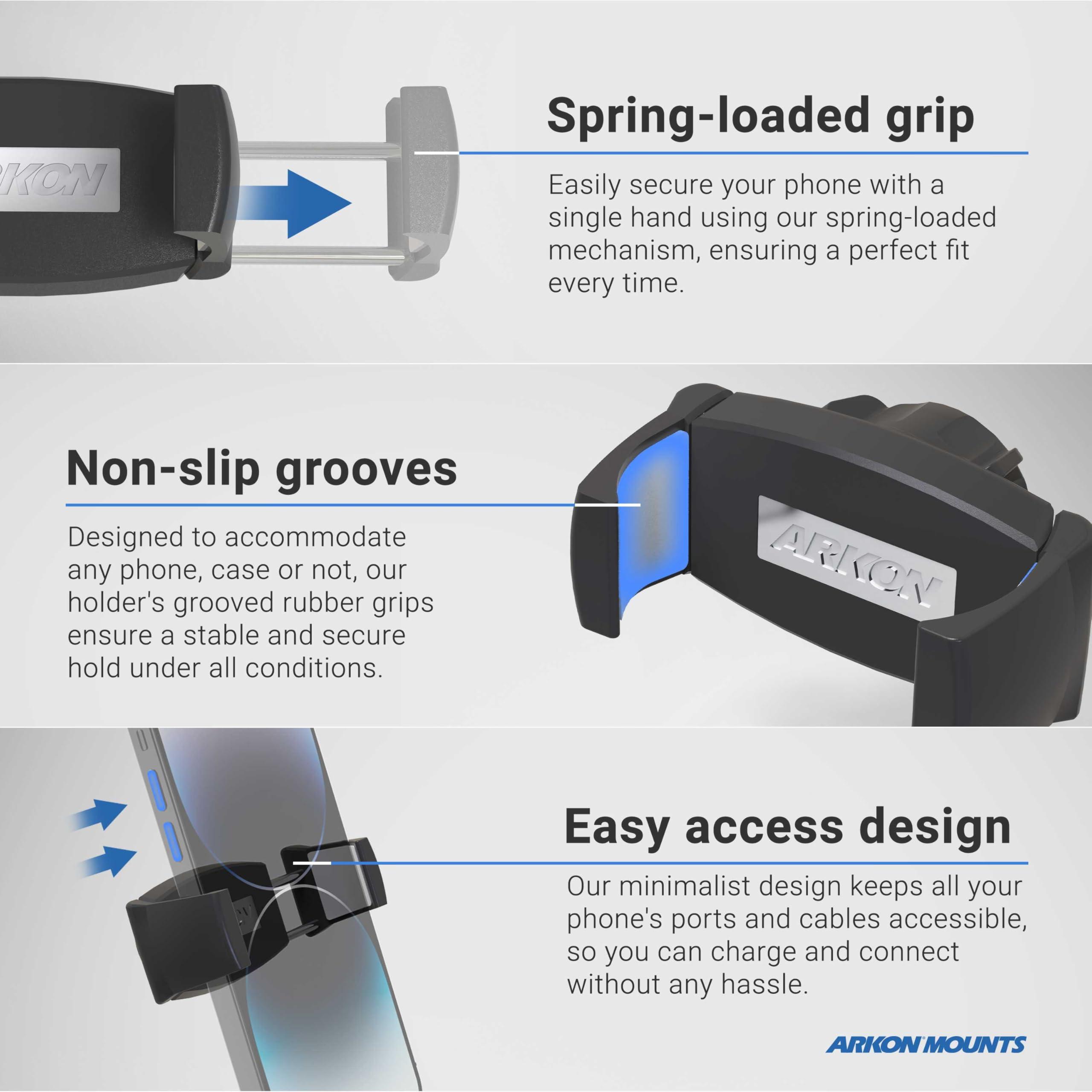 ARKON ARKON Mounts Mobile Grip 5 Robust Phone Mount Holder for iPhone 12 11 XS XR Galaxy Note 20 10 S20 S10