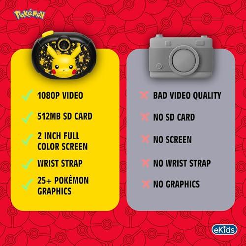 eKids ekids Pokemon Kids Camera with SD Card, Digital Camera for Kids with Video Recording, Built-in Digital Stickers for Fans of Pokemon Gifts