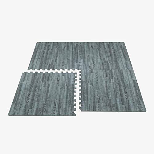 FOREST FLOOR Forest Floor 3/8 Inch Thick Printed Foam Tiles, Premium Wood Grain Interlocking Foam Floor Mats, Anti-Fatigue Flooring Stylish Flooring Solution, Slate, 24 Sq Ft