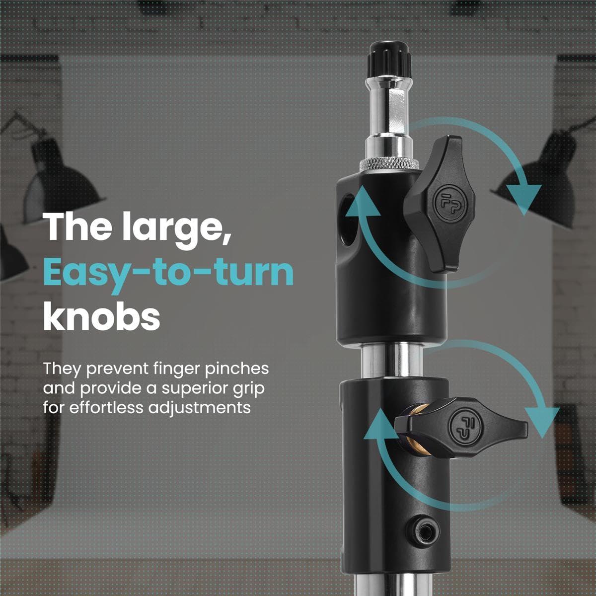 Flashpoint Flashpoint 9.5' Pro Air Cushioned Heavy Duty Light Stand for Photography, Lightwight and Durable Portable Photography Light Stand Tripod is Suitable for Pro Photography (Chrome)