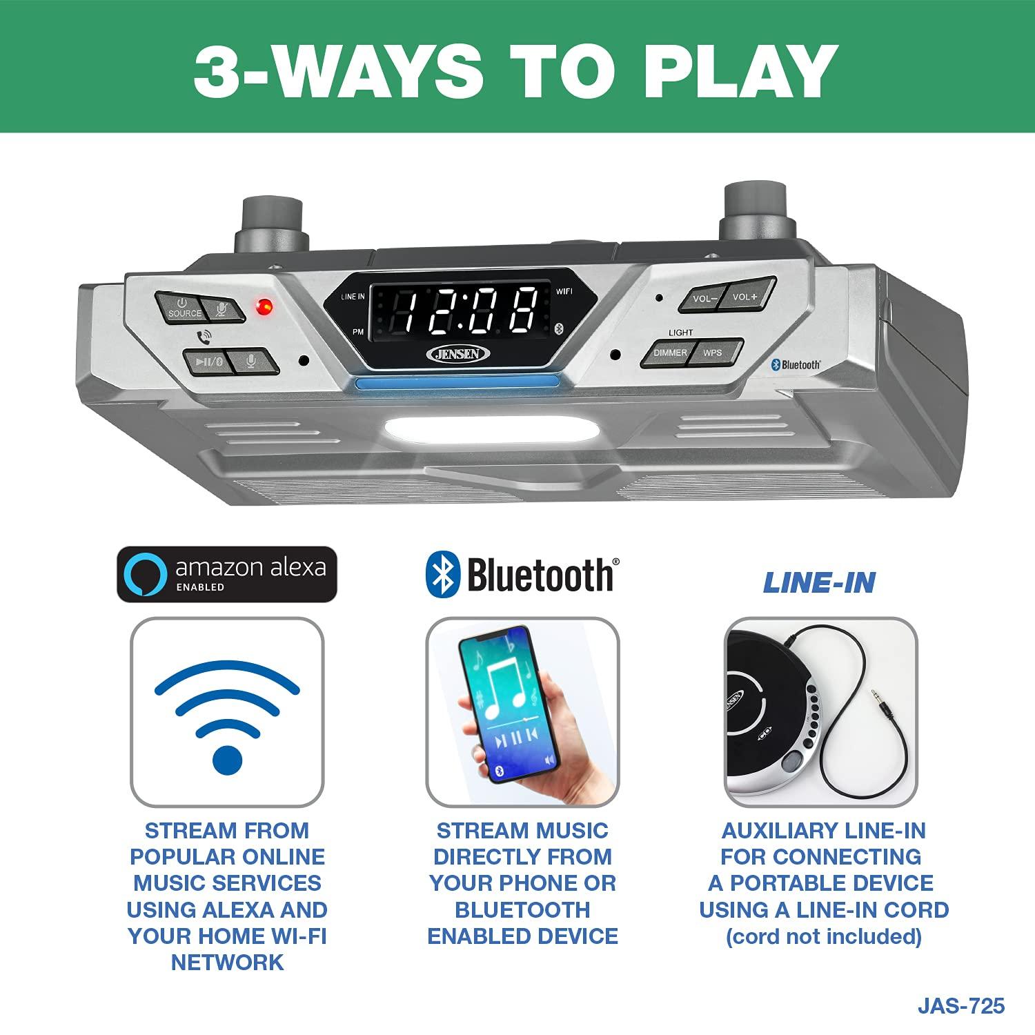 Jensen(r) Jensen Under Cabinet Bluetooth Music System with Alexa Far-Field and Tap to Talk