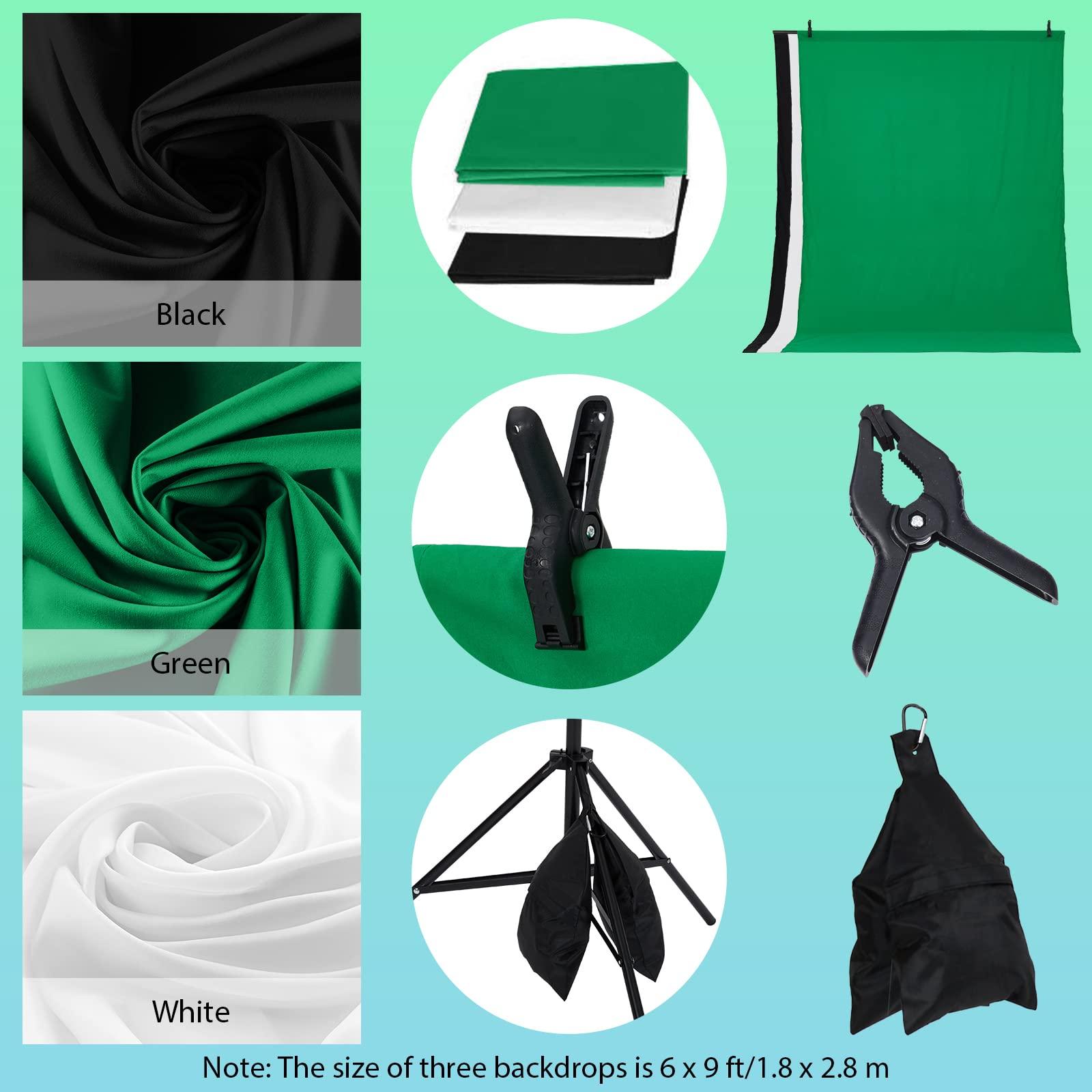 TROPOW Photography Lighting Kit with Backdrops, 8.5x10ft Photo Backdrop Stand, Ul Certified, 5500K 800W Equivalent 45W Led Umbrella Softbox Continuous Lighting, Softbox Photography Lighting Kit