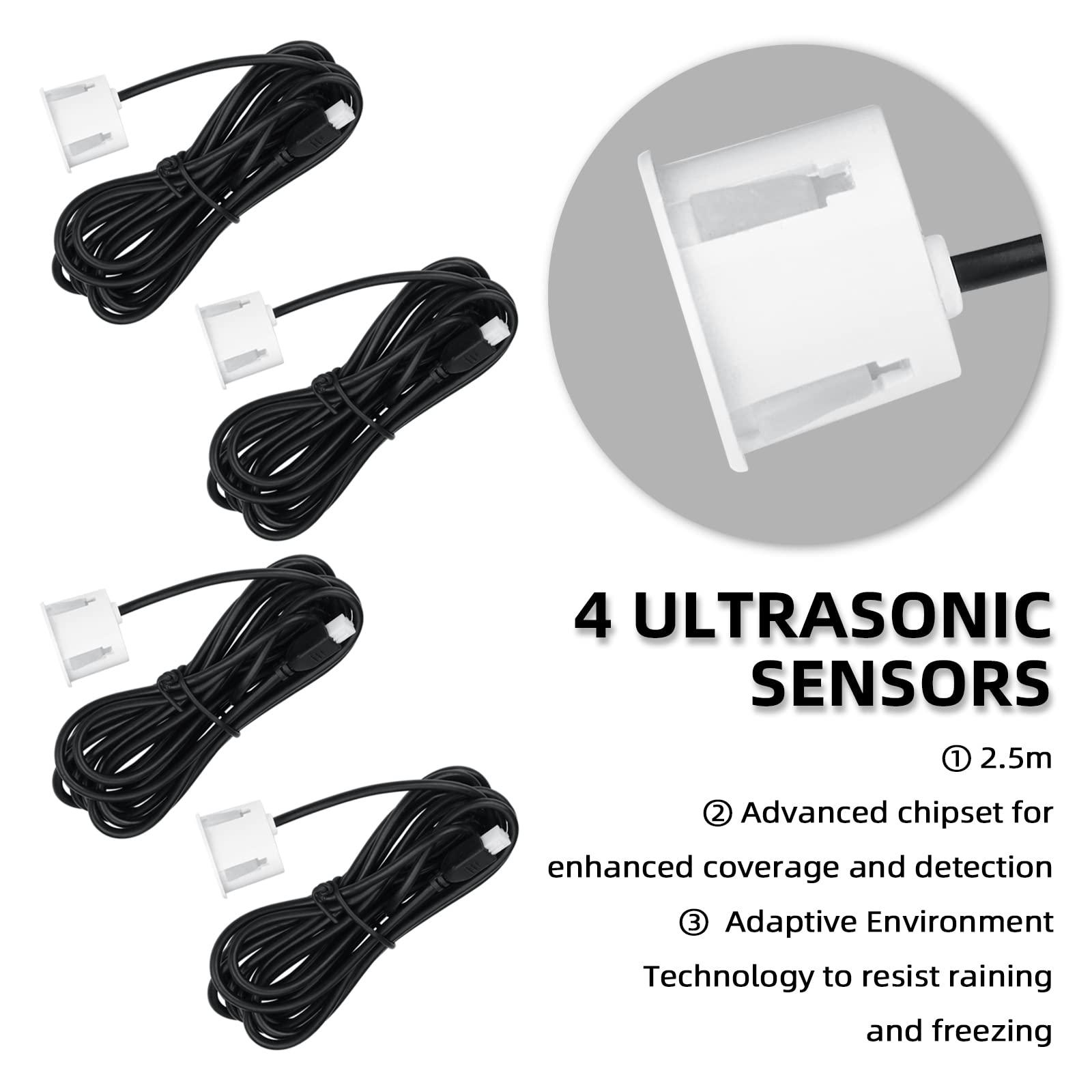 SANDETOUN SANDETOUN Reverse Sensor for Car Parking Sensor Kit Backup Sensor for Car Adjustable Volume Parking Sensor Compact and Easy to Install Affordable Backup Sensor Kit Enhanced Safety for DriversWhite
