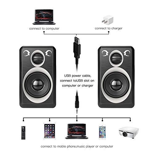 RECCAZR RECCAZR Computer Speakers with Surround Sound 2.0CH USB Wired Powered Multimedia Speaker for Desktop/TV/PC/Laptops/Smart Phone Built-in Four Loudspeaker Diaphragm (Gray)