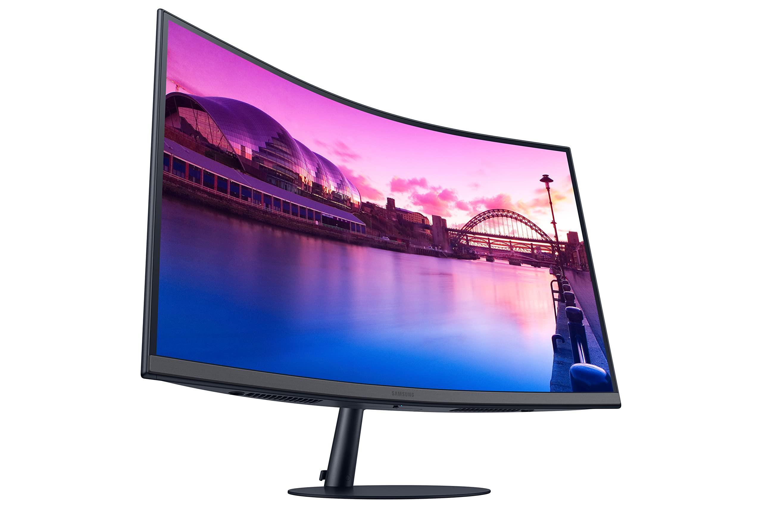 SAMSUNG SAMSUNG 27-Inch S39C Series FHD Curved Gaming Monitor, 75Hz, AMD FreeSync, Game Mode, Advanced Eye Comfort, Frameless Display, Built in Speakers, Slim Metal Stand, LS27C392EANXGO, 2023, Black